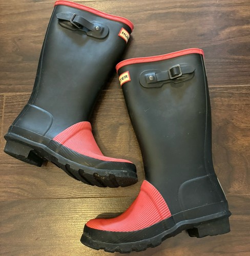 Hunter wellies long - black, red