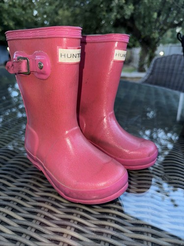 Girls pink hunter wellies - girls,