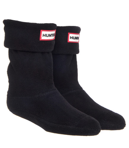 Hunter black fleece welly boot - black,